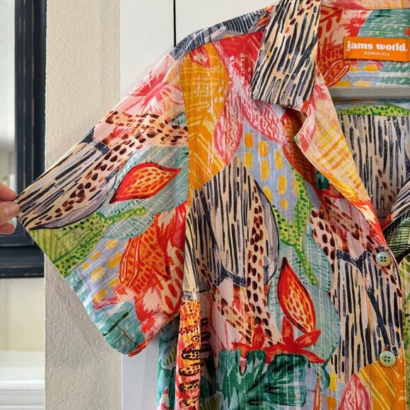 NWT Jams World Ka’u Women’s Short Sleeve Hawaiian Print Button Up Shirt Large - Picture 3 of 8